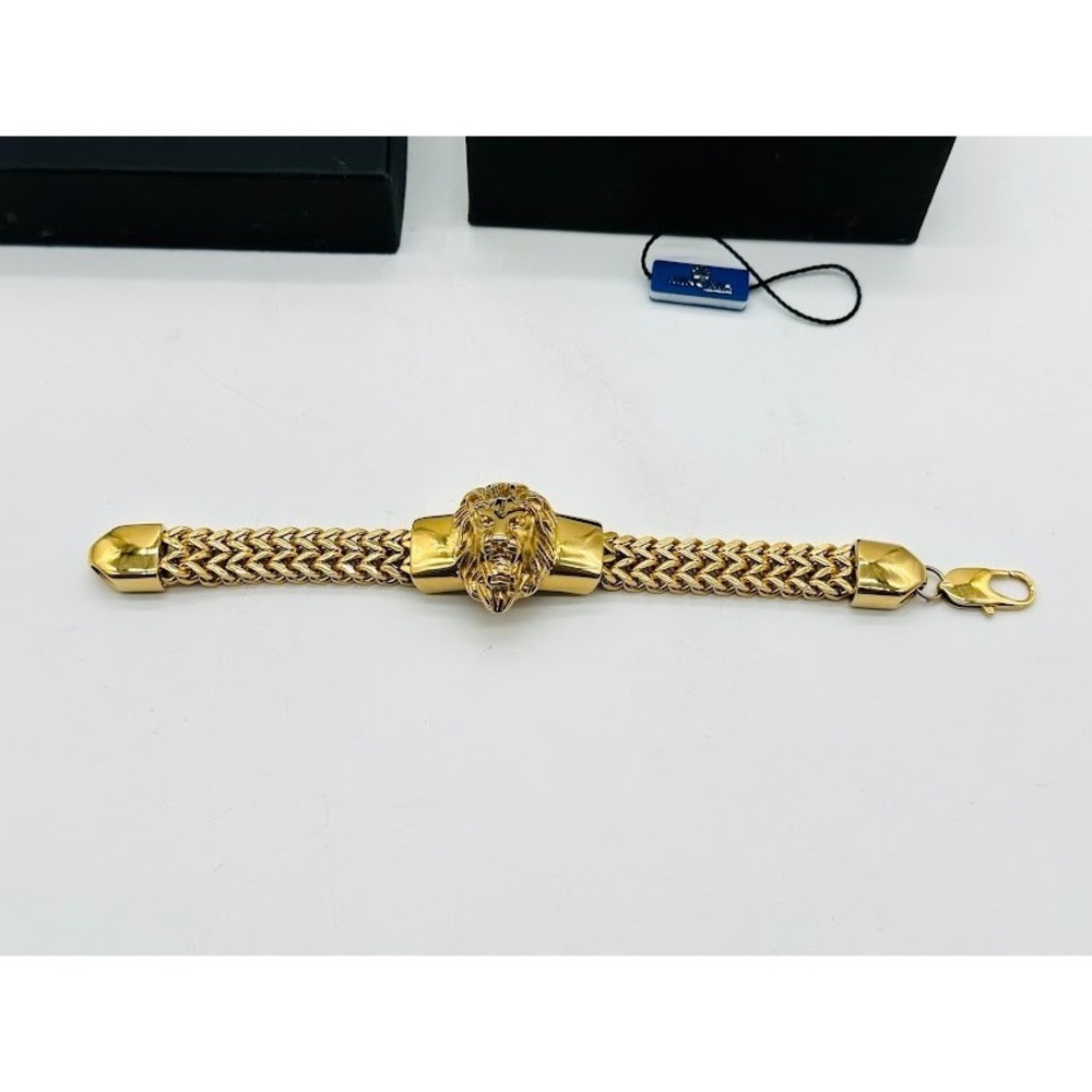 Luxury Gold Lion Head Chain Bracelet Heavy Statement Unisex 8.5" Designer Style - Picture 2 of 14
